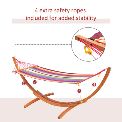 10' Outdoor Swing Hammock, Hammock with Wood Stand Rainbow Bed, Heavy Duty Roman Arc Hammock, Multi Color
