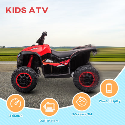 Kids 4 Wheeler Quad Bike ATV Music MP3 Headlights Speed Control Electric Rechargeable Battery Powered Ride On Toy 3-5 Years Red