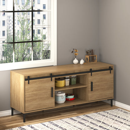 6ft Double Door Sliding Barn Door Hardware Kit for Cabinets Wardrobe TV Stand with Smooth Glide