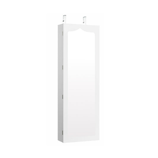5 LEDs Lockable Mirror Jewelry Cabinet Armoire with 6 Drawers-White Kids Crystal