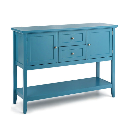 Wooden Sideboard Buffet Console Table with Drawers and Storage-Blue Kids Crystal