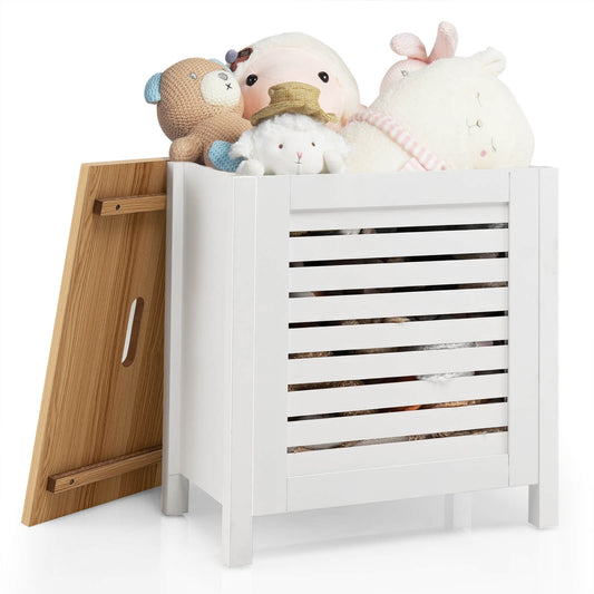 Wooden Kids Toy Storage Organizer with Lid-White Kids Crystal