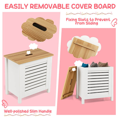 Wooden Kids Toy Storage Organizer with Lid-White