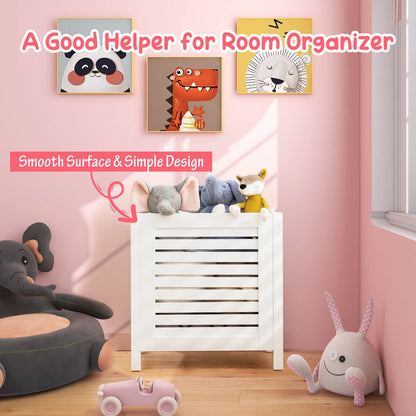 Wooden Kids Toy Storage Organizer with Lid-White