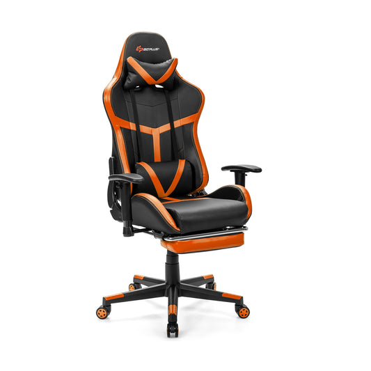 Reclining Racing Chair with Lumbar Support Footrest-Orange Kids Crystal
