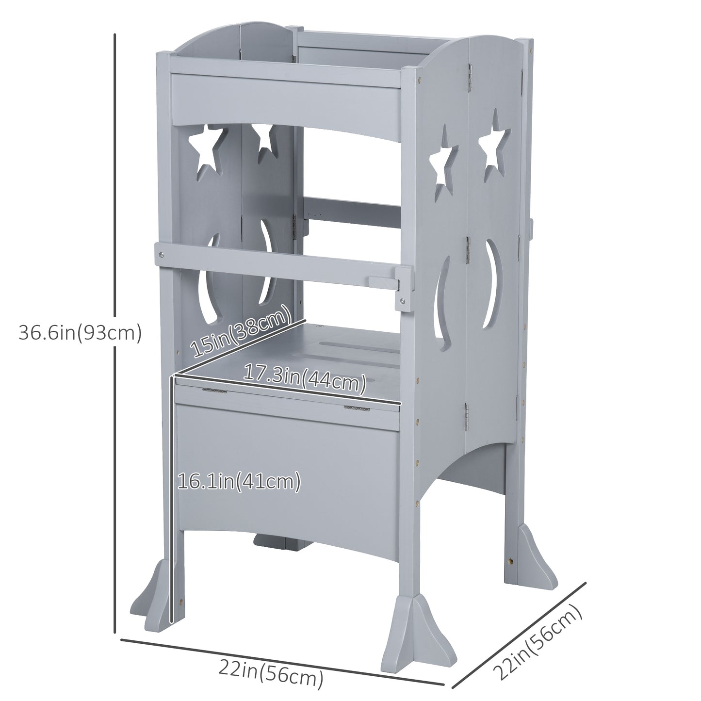 Step Stool with Support Handles Safety Rail Non-Slip Hardwood Stepping Stool for Kids Toddlers Counter Step Helper