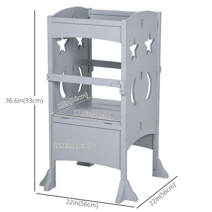 Step Stool with Support Handles Safety Rail Non-Slip Hardwood Stepping Stool for Kids Toddlers Counter Step Helper