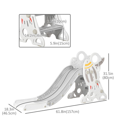Space-Themed Indoor Playground Slide Climber Playset Toys for Toddlers 1.5-3 Years Old Grey Color