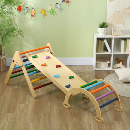 5 in 1 Pikler Triangle Set with Ladder, Ramp, Arch, for 18-48 months, Multicolour