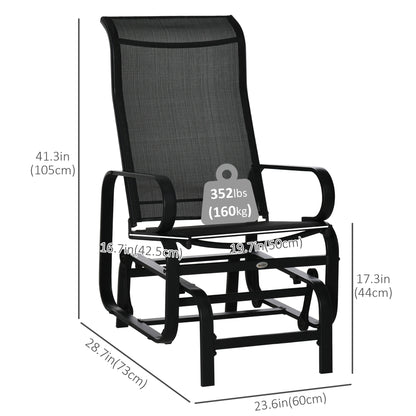 Patio Garden Glider Swing Chair Outdoor Mesh Rocking Gliding Seat Yard Porch Furniture Black