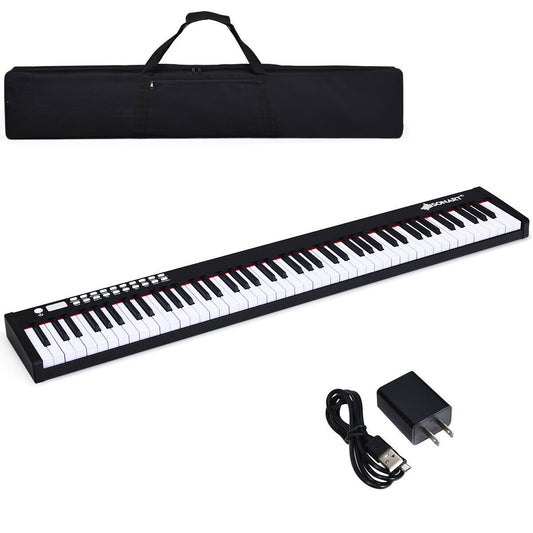 88-Key Portable Full-Size Semi-weighted Digital Piano Keyboard-Black Kids Crystal