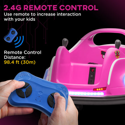 Angry Bird Licensed Electric Ride on Car, 12V Bumper Car for Kids w/ Dual Joysticks, 360 Degree Spin, Pink