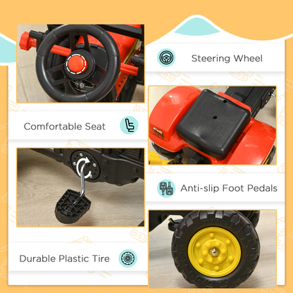 3 in1 Kids Ride On Bulldozer/Excavator Toy with 6 Wheels, Controllable Cargo Trailer & Easy Pedal Controls