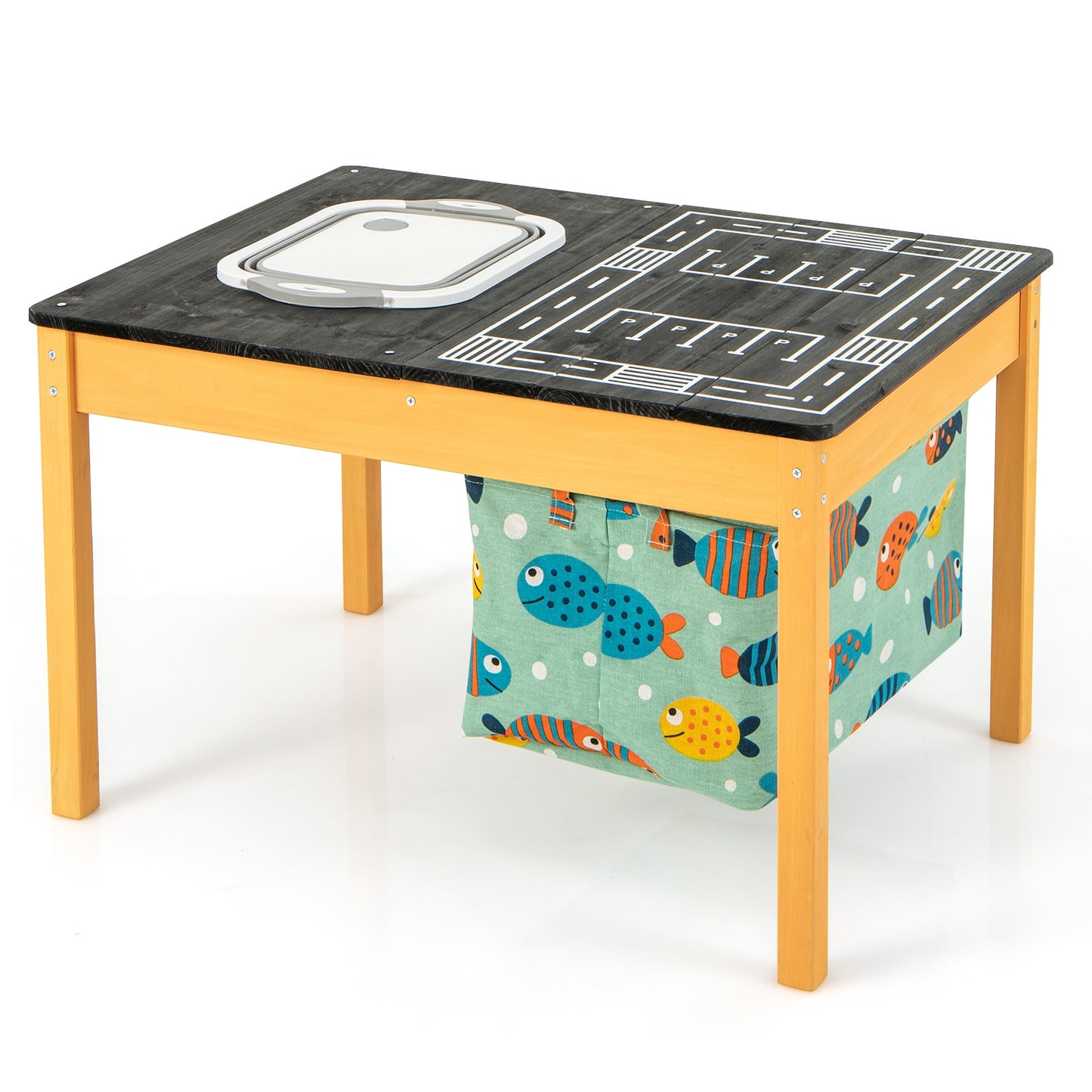 3-in-1 Kids Sand Water Activity Table with Foldable Storage Bin Kids Crystal