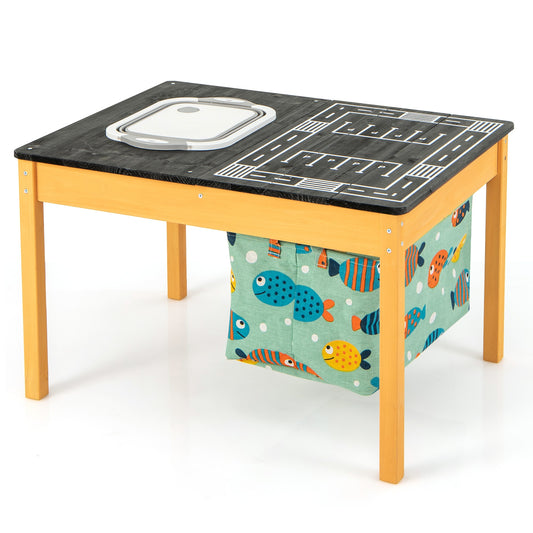 3-in-1 Kids Sand Water Activity Table with Foldable Storage Bin Kids Crystal