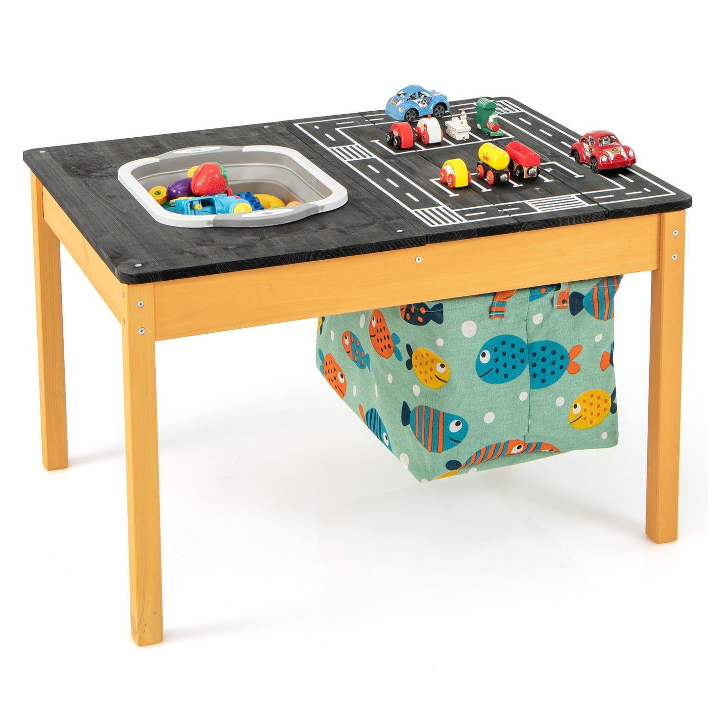 3-in-1 Kids Sand Water Activity Table with Foldable Storage Bin Kids Crystal