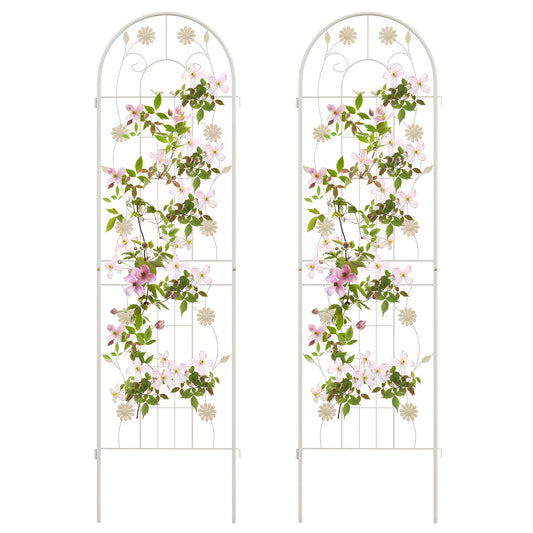 2 Pack 71 x 20 Inch Metal Garden Trellis Rustproof Plant Support for Climbing Plants-White Kids Crystal