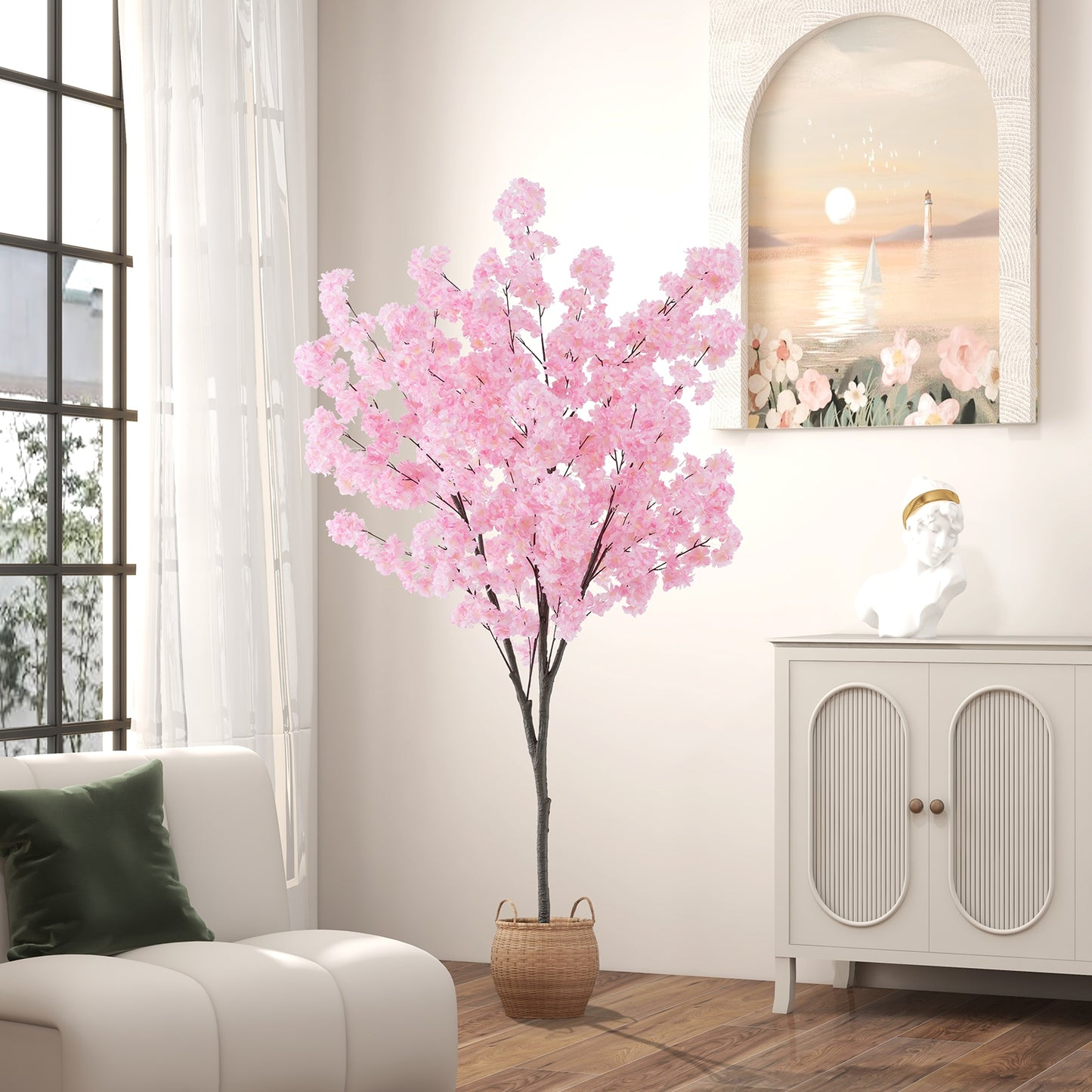 6.5 FT Tall Artificial Cherry Blossom Tree with 900 Pink Flowers Kids Crystal