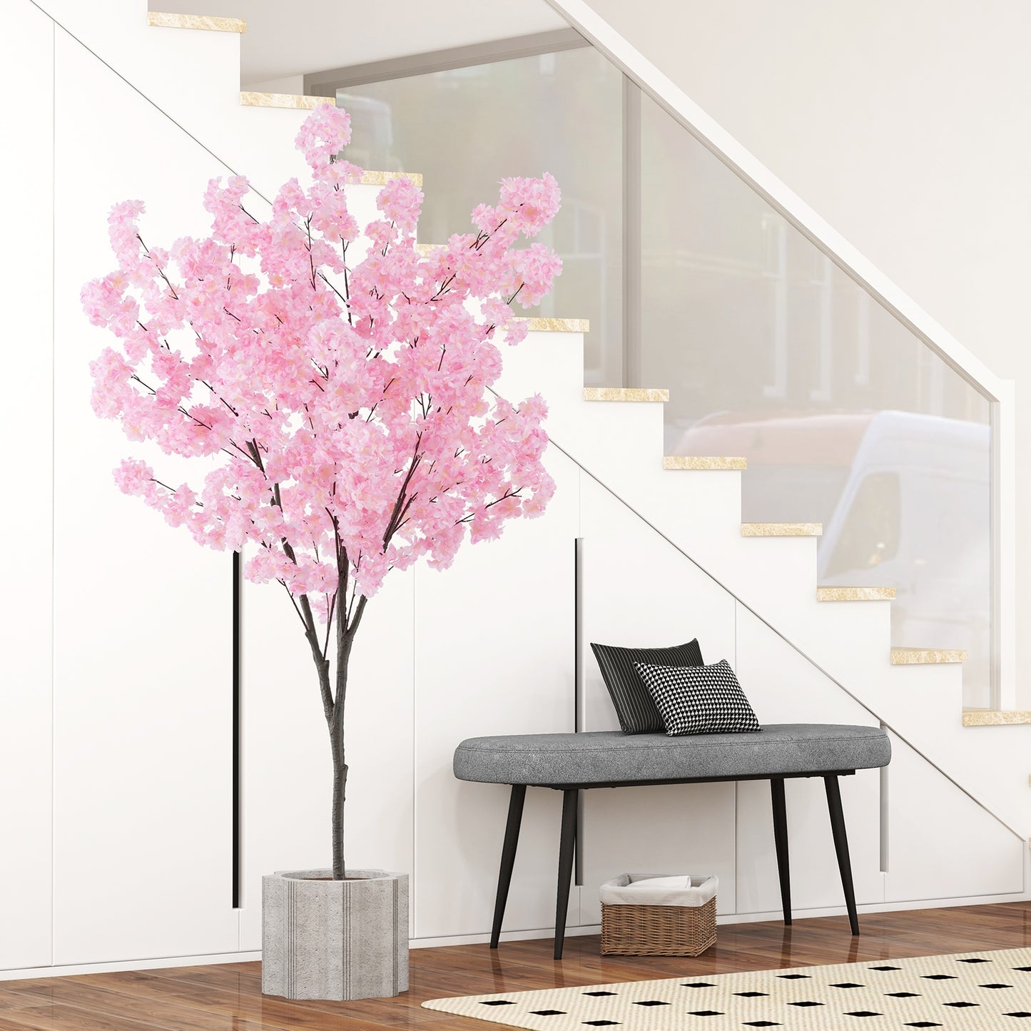 6.5 FT Tall Artificial Cherry Blossom Tree with 900 Pink Flowers Kids Crystal