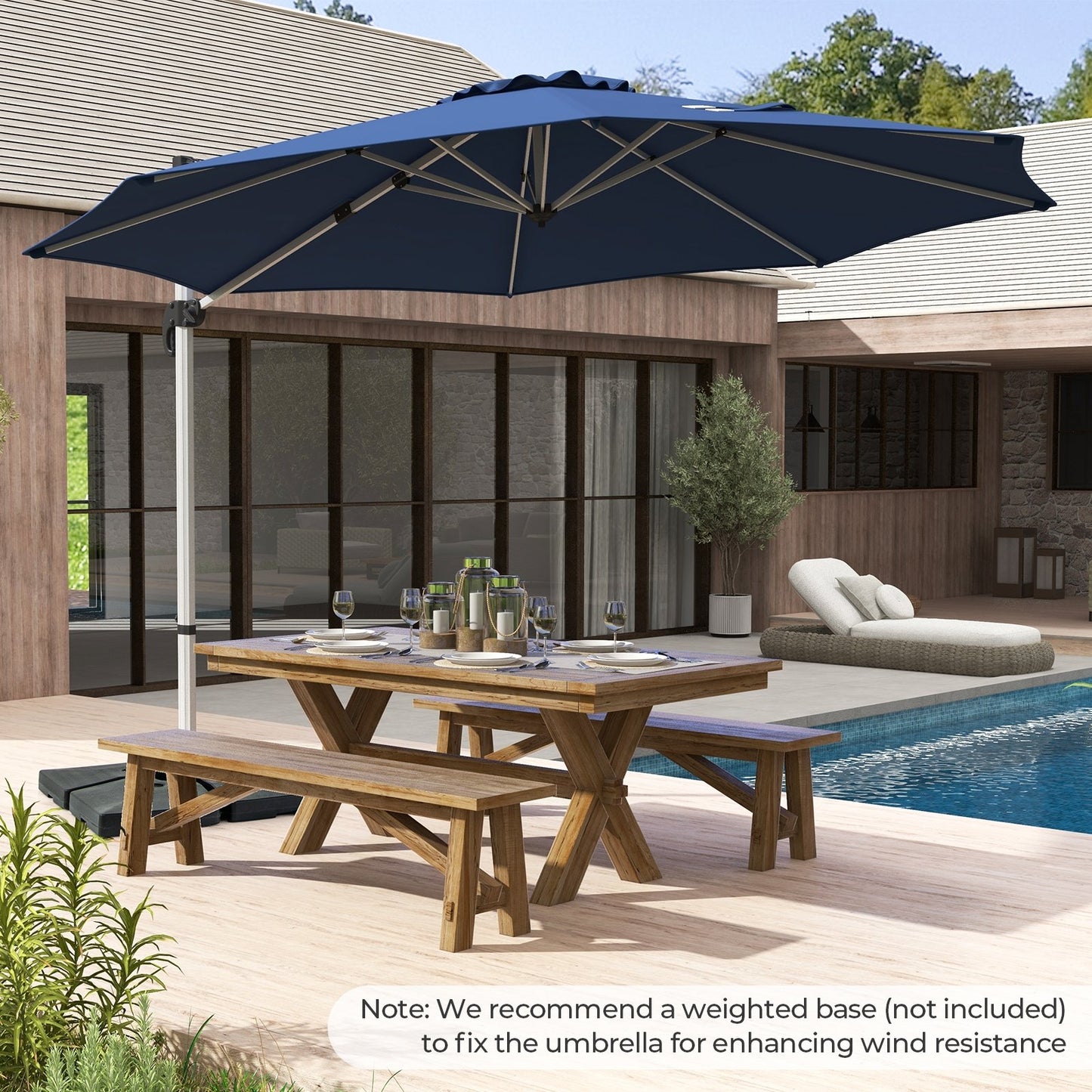 11 FT Outdoor Patio Umbrella with 360° Rotation and Adjustable Tilt-Navy Kids Crystal