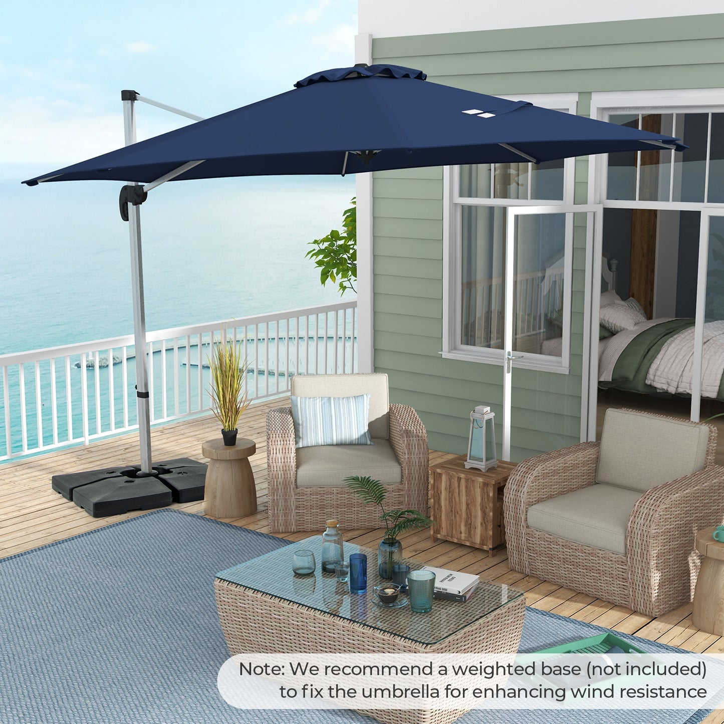 11 FT Outdoor Patio Umbrella with 360° Rotation and Adjustable Tilt-Navy Kids Crystal
