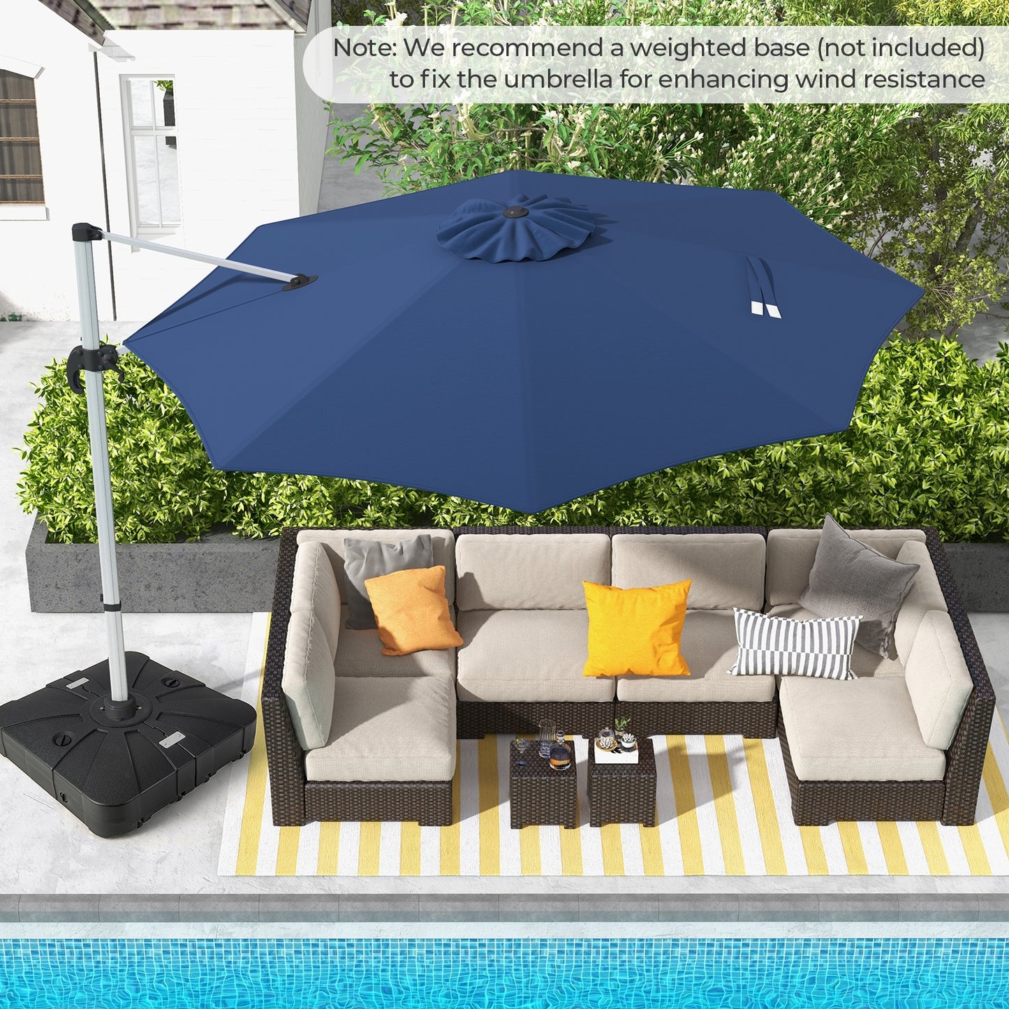 11 FT Outdoor Patio Umbrella with 360° Rotation and Adjustable Tilt-Navy Kids Crystal