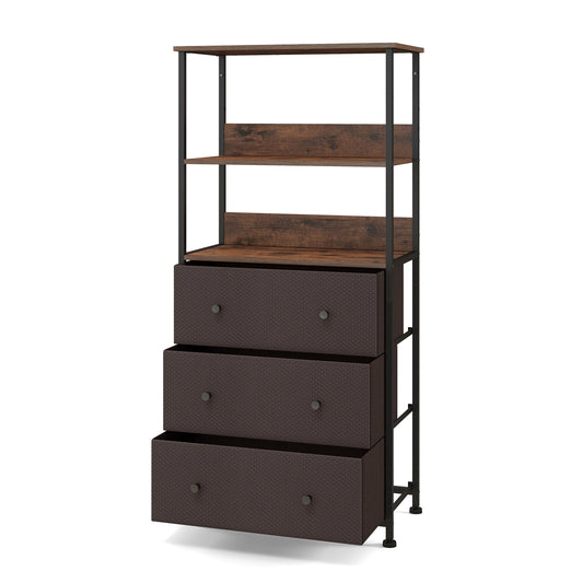 Chest of Fabric Drawer with 3 Folding Fabric Drawers and Anti-tipping Devices-Brown Kids Crystal