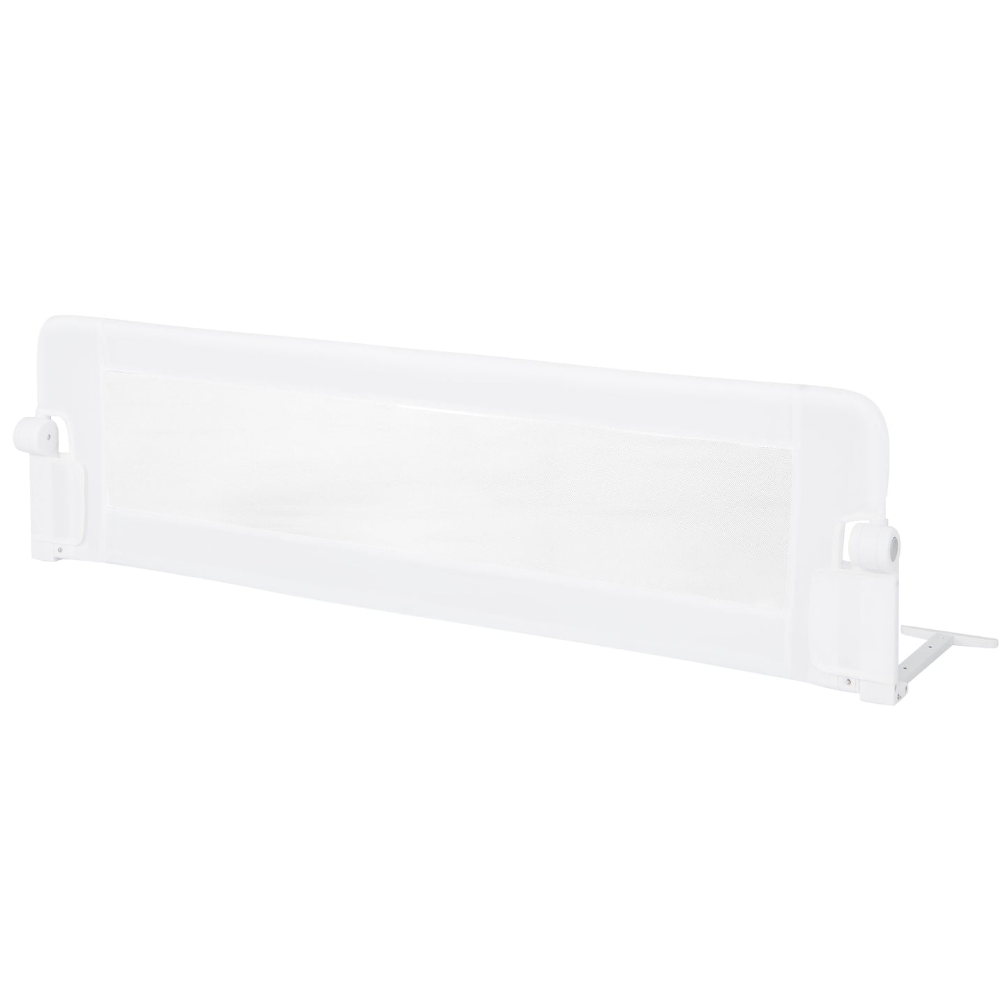 60-Inch Foldable Bed Rail Swing Down Baby Bed Guard Rail with Adjustable Safety Strap-White Kids Crystal