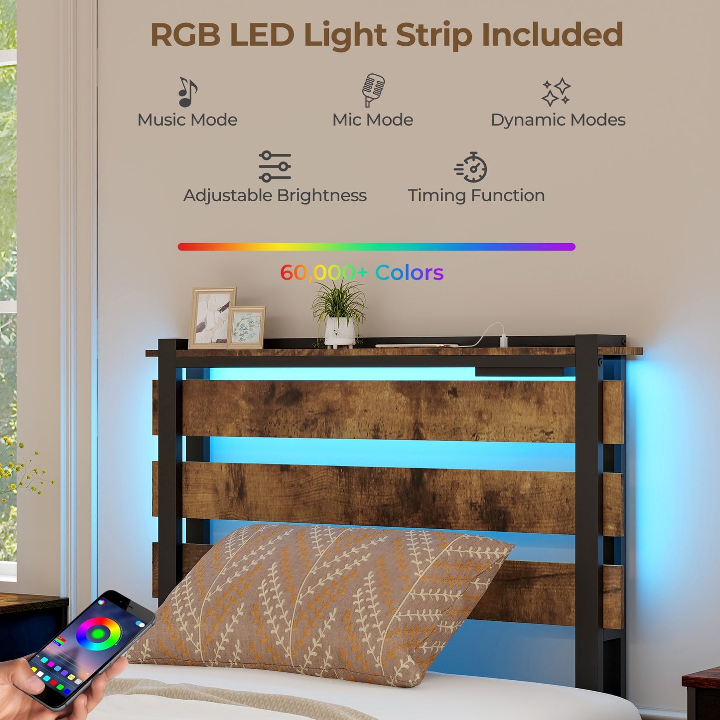 Full/Queen/Twin Size Bed Frame with Drawers LED Lights and USB Ports-Twin Size Kids Crystal