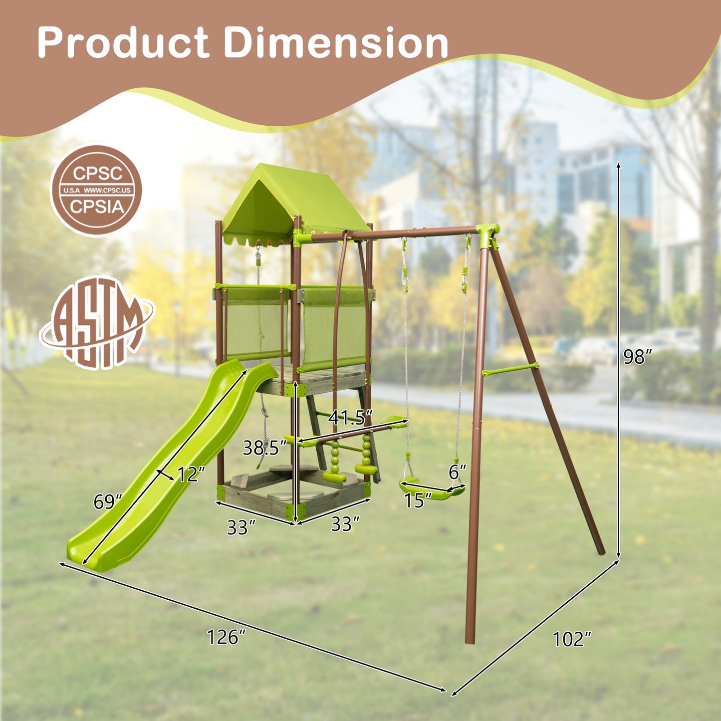 7-in-1 Kids Outdoor Metal Playset with Wave Slide and Climbing Rope-Green Kids Crystal