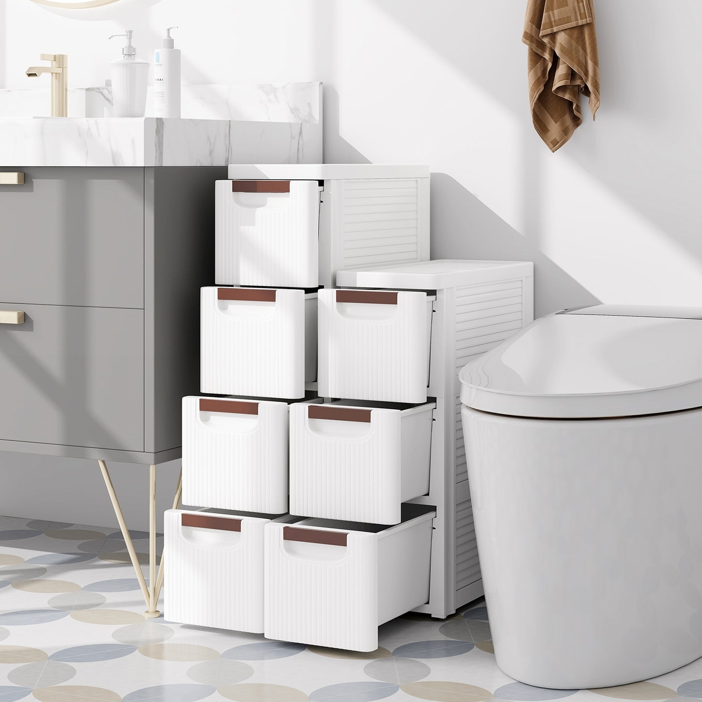 3/4/5/6-Drawer Rolling Organizer Unit Narrow Storage Cabinet with Built-In Wheels for Small Space-3-Drawer Kids Crystal