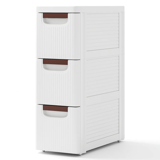 3/4/5/6-Drawer Rolling Organizer Unit Narrow Storage Cabinet with Built-In Wheels for Small Space-3-Drawer Kids Crystal
