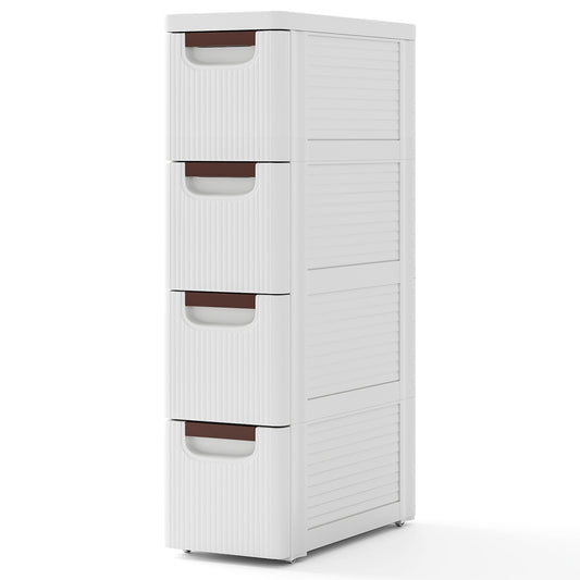 3/4/5/6-Drawer Rolling Organizer Unit Narrow Storage Cabinet with Built-In Wheels for Small Space-4-Drawer Kids Crystal