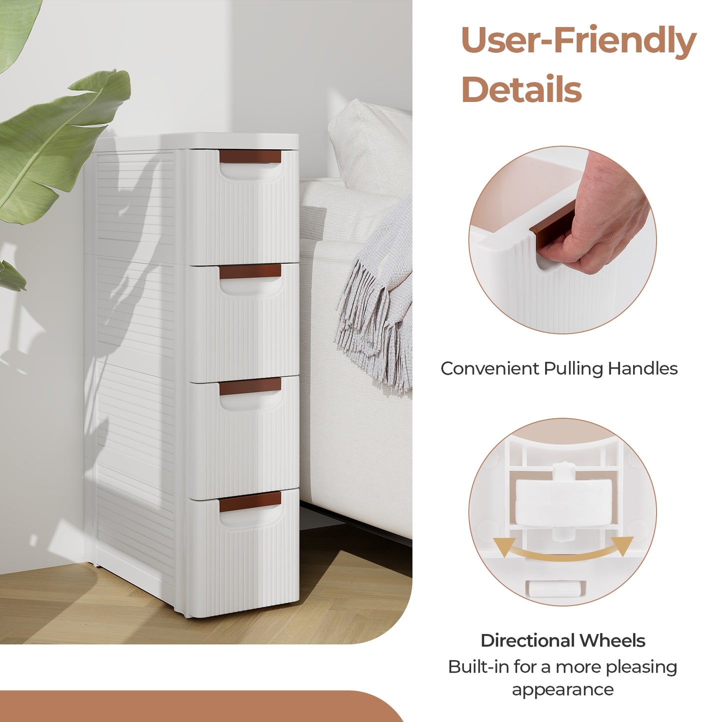 3/4/5/6-Drawer Rolling Organizer Unit Narrow Storage Cabinet with Built-In Wheels for Small Space-4-Drawer Kids Crystal