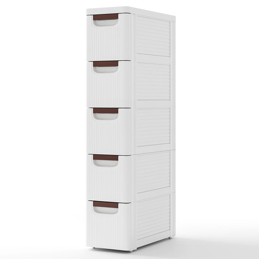 3/4/5/6-Drawer Rolling Organizer Unit Narrow Storage Cabinet with Built-In Wheels for Small Space-5-Drawer Kids Crystal