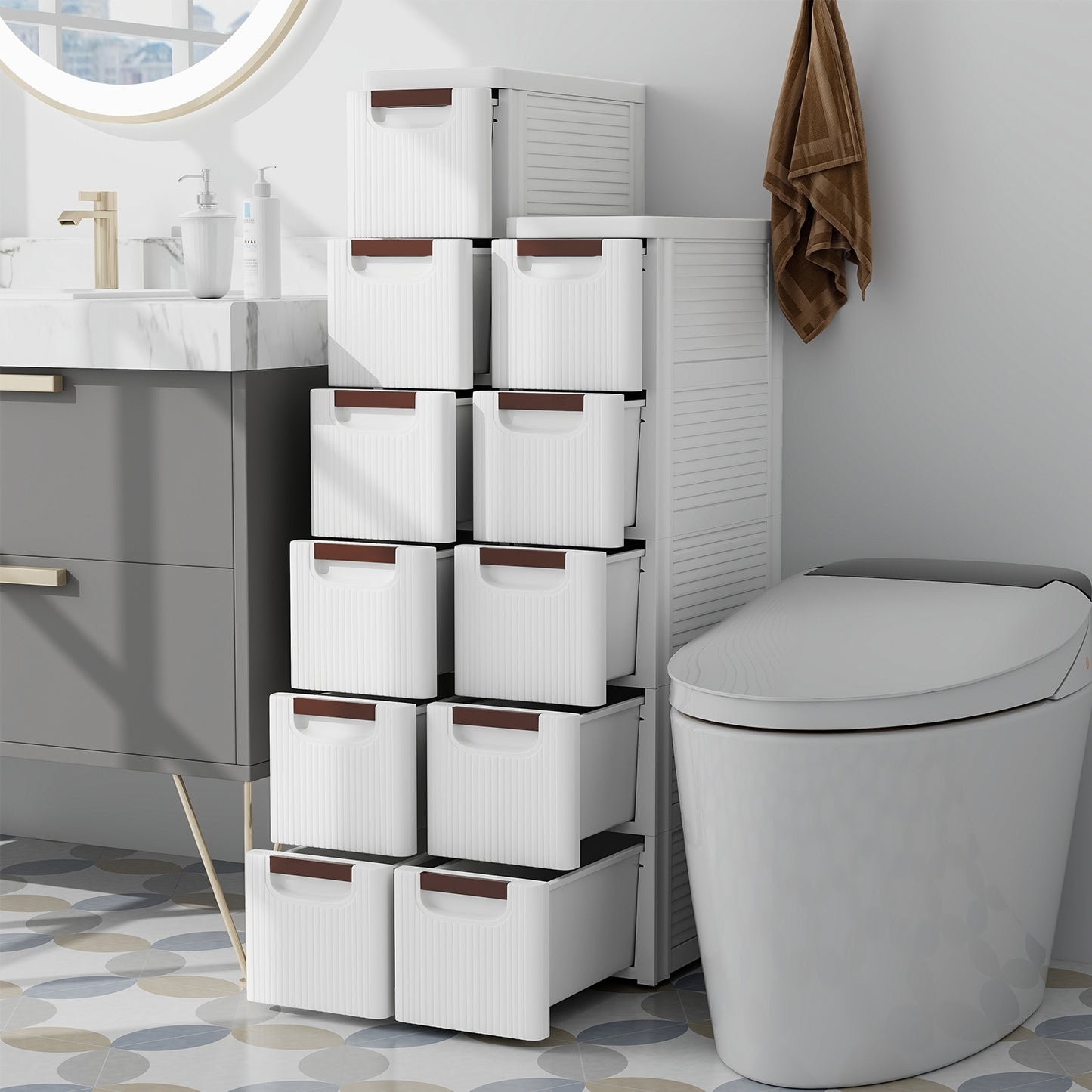 3/4/5/6-Drawer Rolling Organizer Unit Narrow Storage Cabinet with Built-In Wheels for Small Space-6-Drawer Kids Crystal