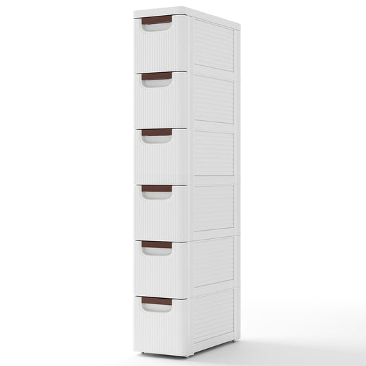 3/4/5/6-Drawer Rolling Organizer Unit Narrow Storage Cabinet with Built-In Wheels for Small Space-6-Drawer Kids Crystal