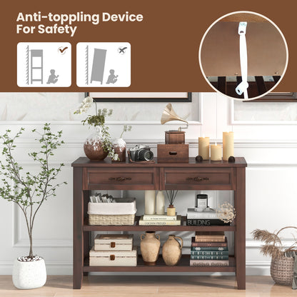 3-tier Console Table with 2 Drawers for Living Room Entryway