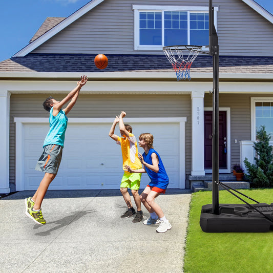 6.5-10 FT Adjustable Portable Basketball Hoop with 44 Inch Shatterproof Backboard and Fillable Base Kids Crystal