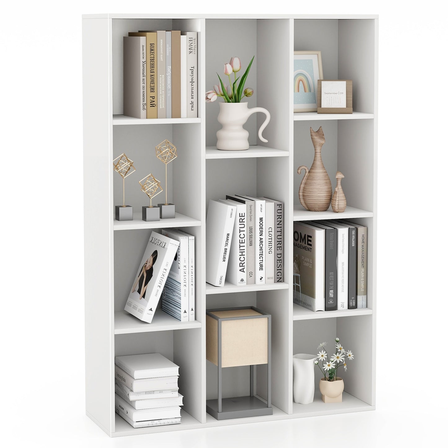 11-Cube Multifunctional Book Storage Organizer Display Cabinet with Anti-tipping Kits-White Kids Crystal