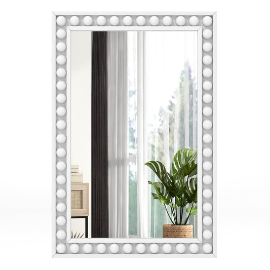24 x 36 Inches Rustic Wall Mirror with Solid Wood Frame for Living Room Bedroom-White Kids Crystal