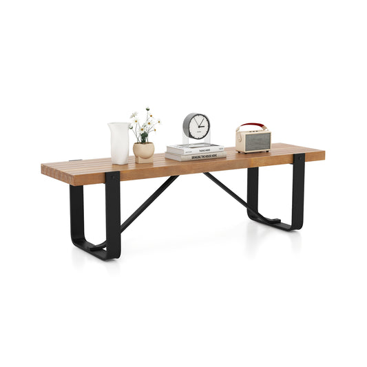 60 Inch Entryway Bench Rustic Farmhouse Wooden Shoe Rack with Metal Frame-Natural Kids Crystal