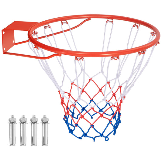 18 Inch Basketball Rim Goal Replacement with All Weather Net and Mounting Hardware-Orange Kids Crystal