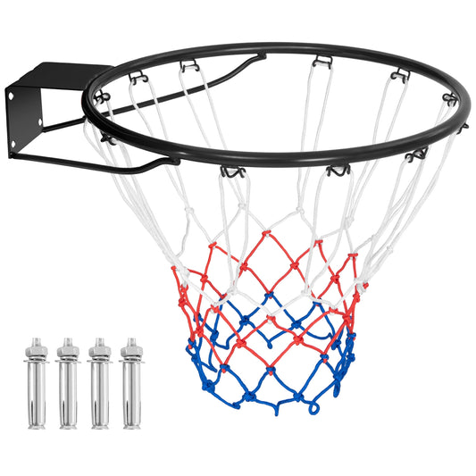 18 Inch Basketball Rim Goal Replacement with All Weather Net and Mounting Hardware-Black Kids Crystal