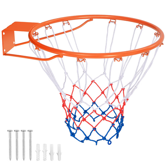 15 Inch Basketball Rim Goal Replacement with All Weather Net and Mounting Hardware-Orange Kids Crystal