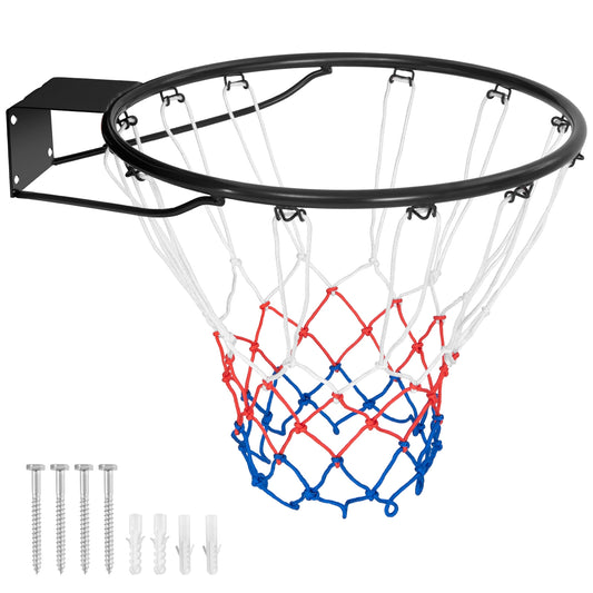 15 Inch Basketball Rim Goal Replacement with All Weather Net and Mounting Hardware-Black Kids Crystal