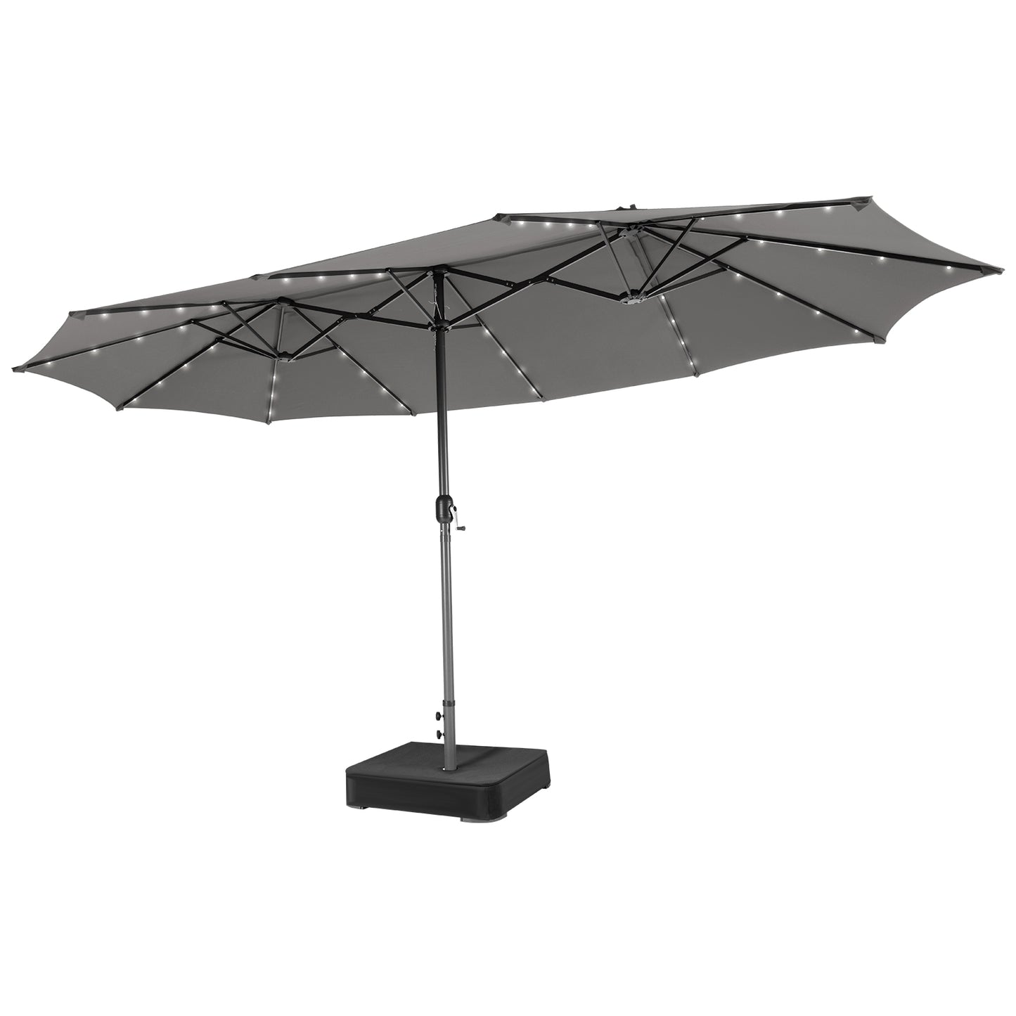 15 Feet Double-Sided Patio Umbrella with 48 LED Lights-Gray Kids Crystal