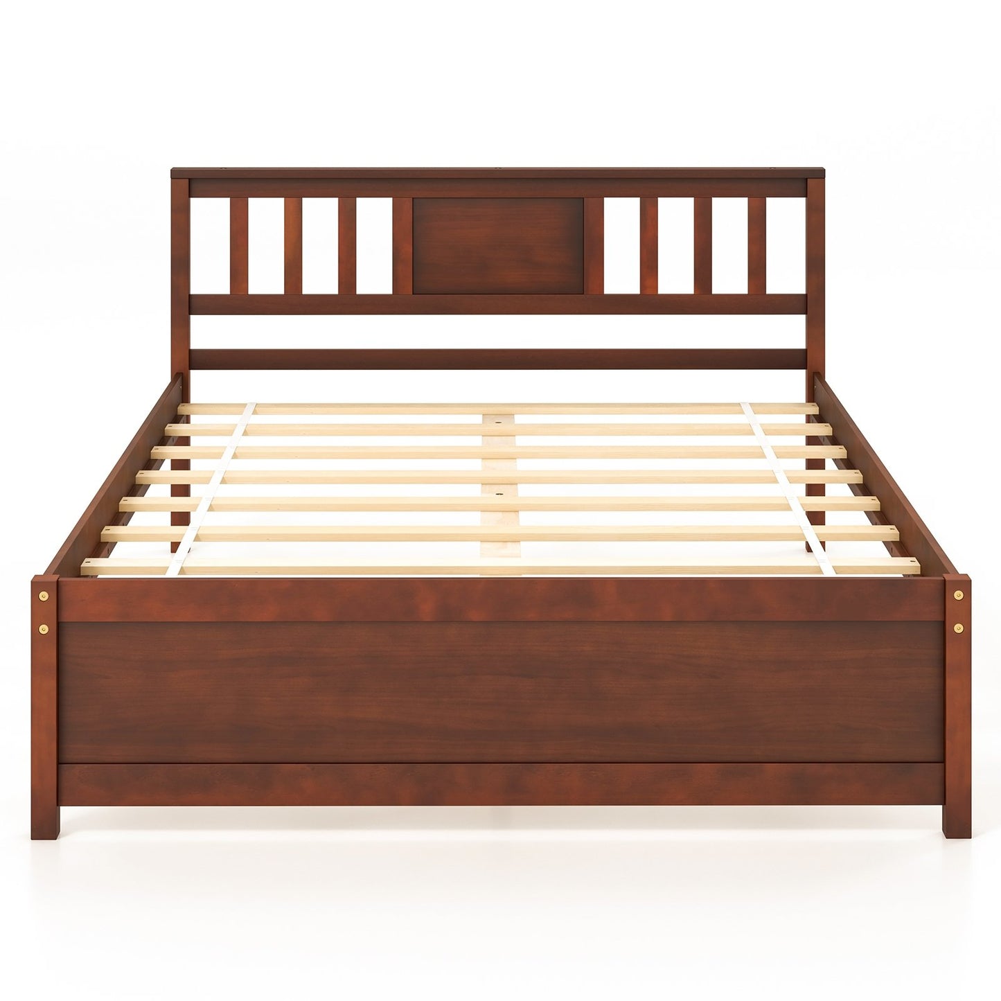 Wooden Platform Bed with Headboard and Wood Slat Support-Full Size Kids Crystal