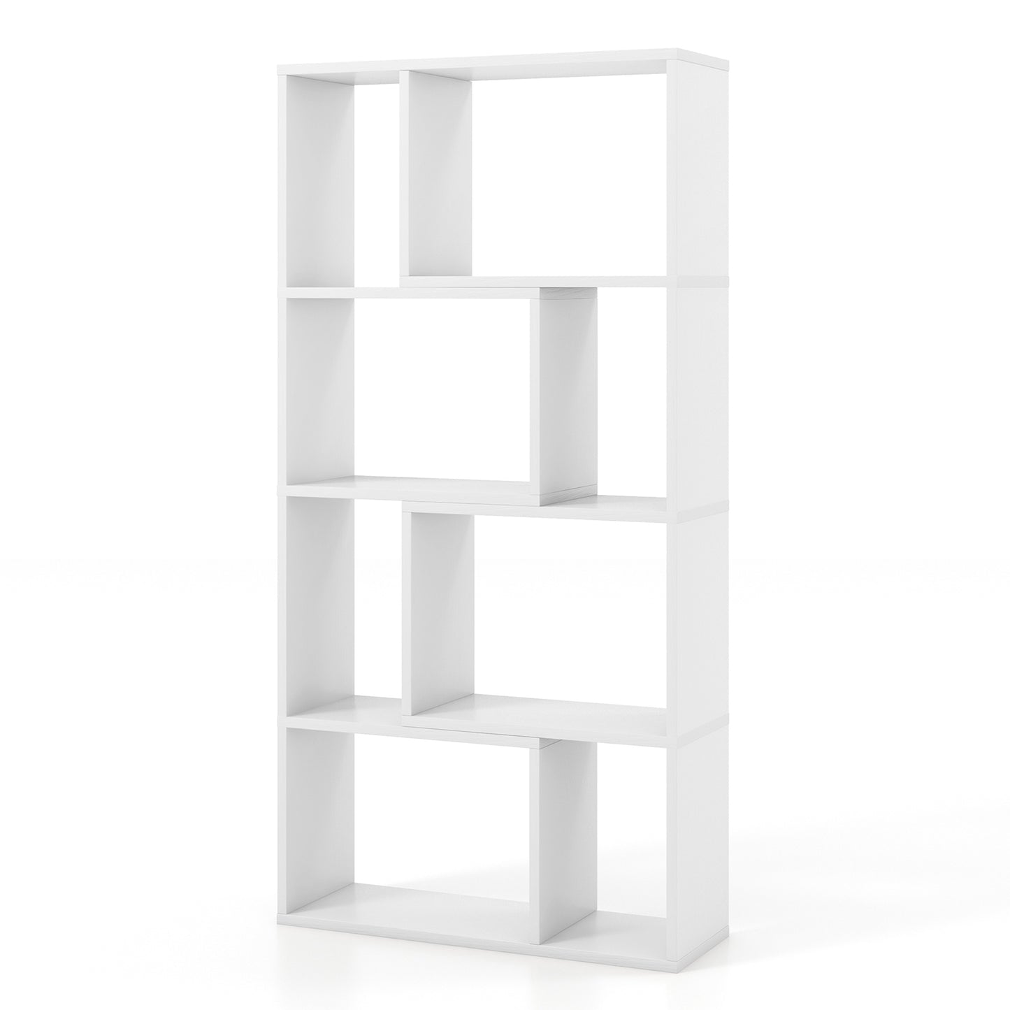 48 Inch 4-Tier Geometric Bookshelf with 8 Cubes for Living Room Bedroom-White Kids Crystal