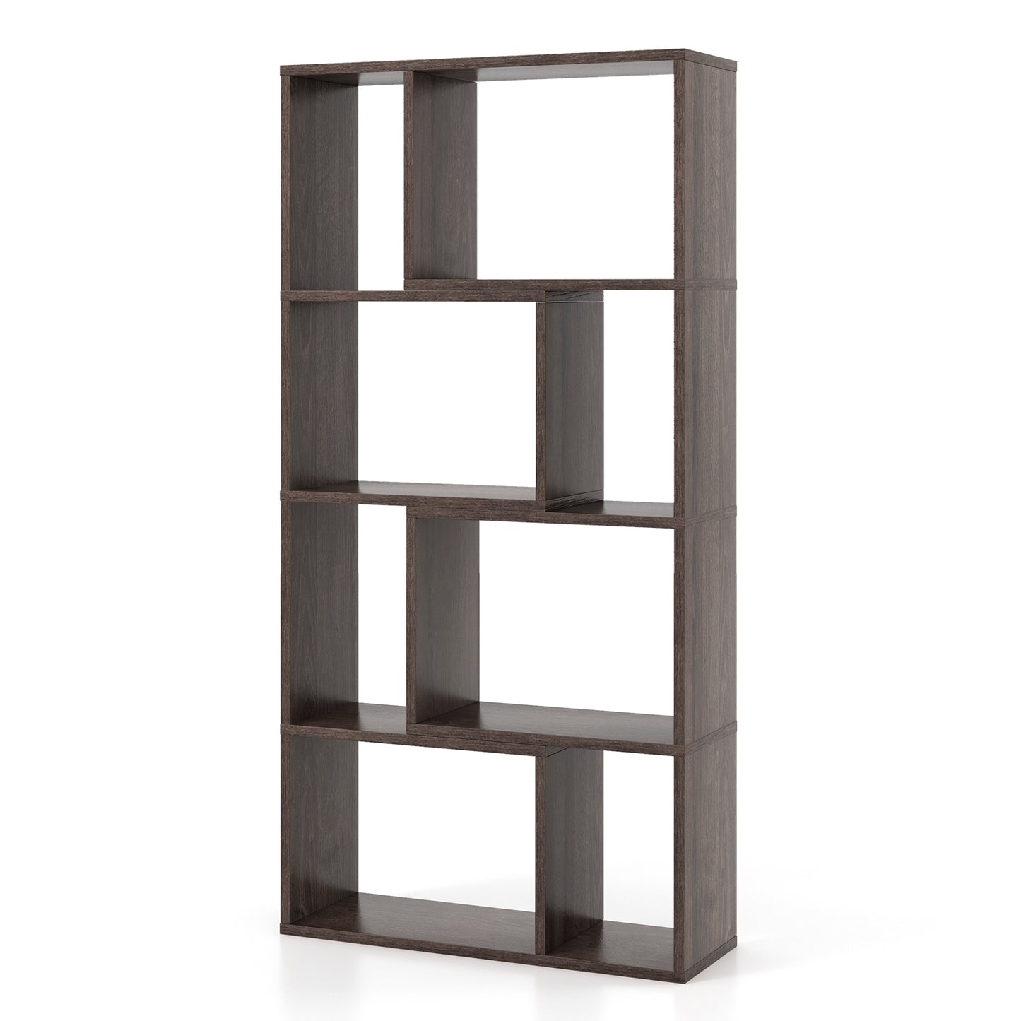 48 Inch 4-Tier Geometric Bookshelf with 8 Cubes for Living Room Bedroom-Gray Kids Crystal
